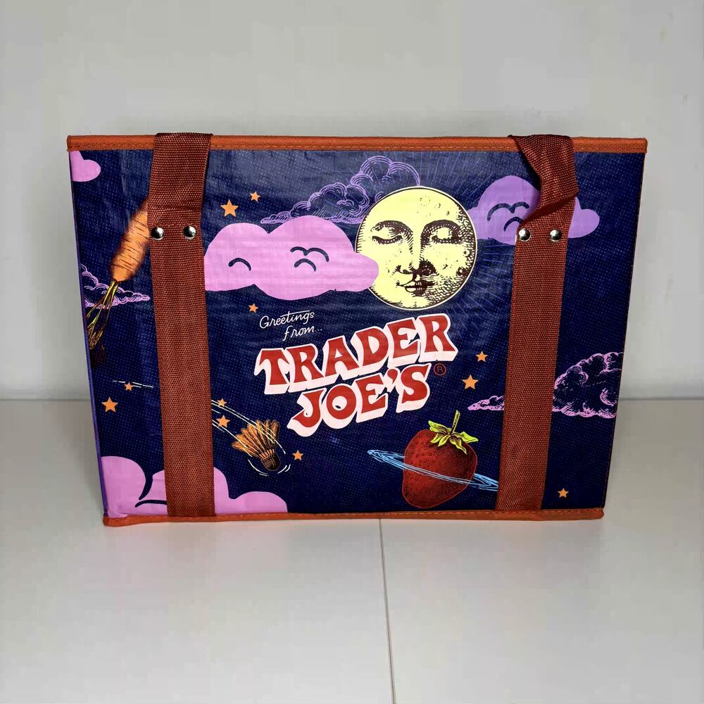 Trader Joe’s Stand-Up Collapsable Grocery Tote Bag Food Box Car Storage NWT! NEW - Picture 2 of 12